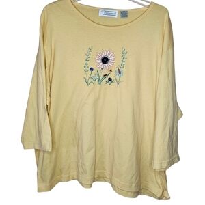 Extra Shenanigans Embroidered Floral 3/4 Tee Shirt Size 3X
